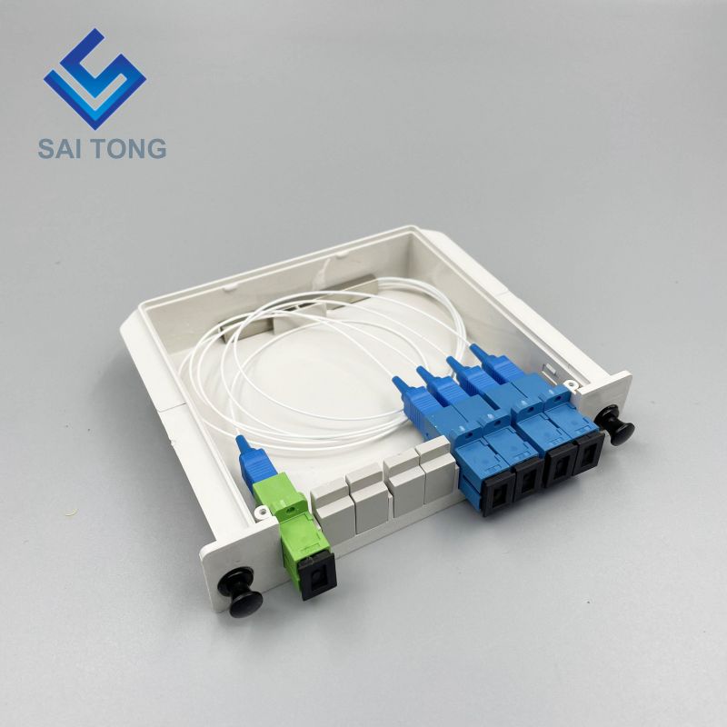 1:4 SC/UPC для установки в стойку Plc Splitter ABS Box SC UPC Connectors Cassette Type 1X4 Optical Fiber Splitter