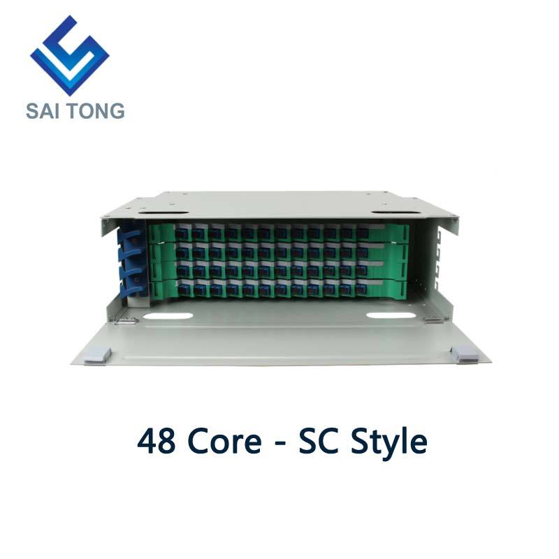 SaiTong FTTH 19-дюймовый стоечный шкаф с 48 портами SC/FC ODF 4 U 48-ядерный оптоволоконный распределительный каркас Дополнительная полная нагрузка